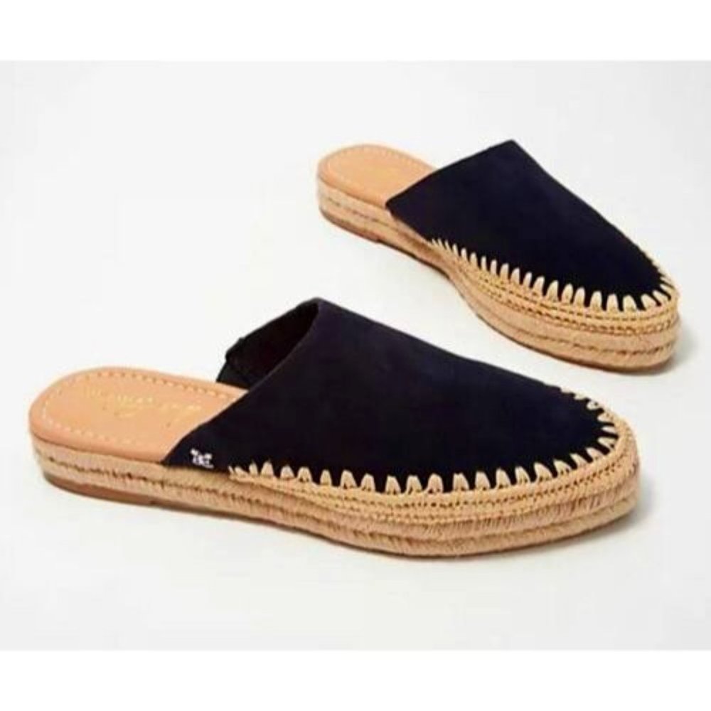 Sam Edelman Navy Blue Suede Espadrille Mules Austin 6M